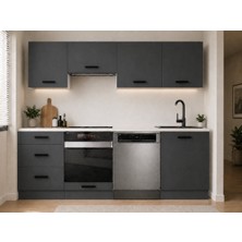 T Designo Sima Hazır Mutfak Dolabı 240 Cm-Beyaz Laminat Tezgah Dahil-Bulaşık Makinesi Yeri Mevcut-Mat