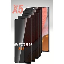 PSGT 5'li Redmi Note 12 4g Hayalet Ekran Koruyucu Kırılmaz Cam Privacy Yandan Görünmez