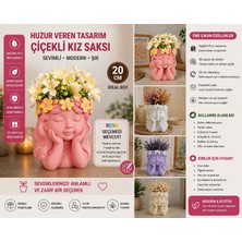 3D Boyuthane Çiçekli Kız Saksı 20 cm