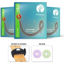 Coated Seri Elektro Gitar Teli Ceg 11-52 Mthb 3psfb 3'lü Set+Fretwrap+Askı Kilidi