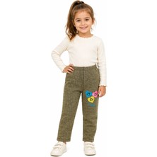 My Kids Kız Çocuk Emoji Nakışlı Balık Sırtı  Model Tayt