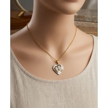 Moonpiece Collection Kişiye Özel Kalpli Görsel Baskılı Kolye Gold Hediye Arkadaş Sevgili