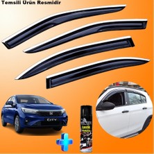 Caraks Honda City Mügen Cam Rüzgarlığı Abs Nikelaj Krom Cam Rüzgarlığı 2021 Sonrası+Ebrayn Lastik Parlatıcı