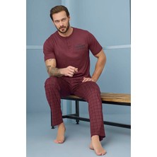 Aydoğan Erkek Kısa Kol Pamuklu Pijama Takımı 7969 BORDO01