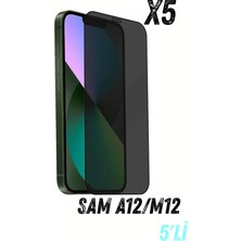PSGT 5 Adet Sam A12/M12 Hayalet Ekran Koruyucu Kırılmaz Cam Privacy Yandan Görünmez