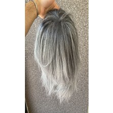 Handmade Erkek Saçı Ful Cap Tam Peruk %100INSAN Saçı Doğal Beyazlı