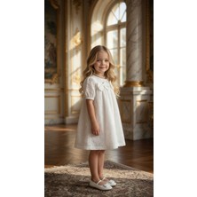 Lolli Boom Kids Royal Prenses Fiyonk Detaylı Elbise  - Beyaz - 2-3 Yaş - ST01215-BEYAZ-2-3 Yaş