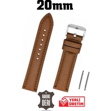 Saatse 20MM Açık Kahverengi Taba Floter Bombeli Hakiki Deri Saat Kordonu Kayış