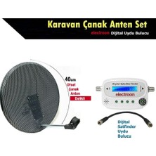 Antenci 40CM Delikli Karavan Çanak Anten Seti + Electroon Dijital Uydu Bulucu