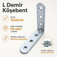 Badem10 L Demir Köşebent Oval Başlı 15X55X55 mm 50 Adet Güçlü Sabitleme Mobilya Bağlantı Aparatı