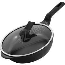 3 Adet Akdeniz Shellix Kapaklı Döküm Siyah Tava 28 cm