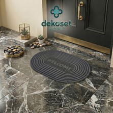 Dekoset Home Oval Gri Dış Kapı Paspası Welcome 40X60