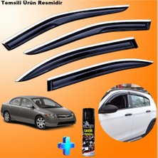Caraks Honda Civic Mügen Cam Rüzgarlığı Abs Nikelaj Krom Cam Rüzgarlığı 2007-2012 + Ebrayn Lastik Parlatıcı