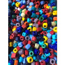 Flea Market Renkli Kare Cam Boncuk Mix 40 Adet 10mm El Yapımı Özel Cam Malzeme