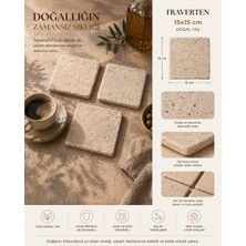 Blokon™ %100 Doğal Traverten Bardak Altlığı (15X15 cm