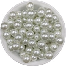 Hedef Bijuteri 14MM Beyaz Renk Cam Inci Boncuk Plastik Takı Aksesuar Yapımında Kullanım İçin