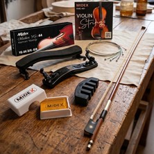Midex YG-44KYT Keman Yastığı Keman Yayı Keman Teli Reçine Susturucu Set (4/4 ve 3/4 Uyumlu)