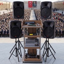 Lastvoice School Paket-4 okul Tören Ses Sistemi Full Set (Hoparlör Anfi Mikrofon Stand)