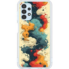 Le Balvo Samsung Galaxy A13 Uyumlu Ahenkli Boya Izleri Baskılı Silikon Kılıf