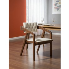 Gazzini Furniture Vargo Kapitone Sırtlı Modern Ahşap Sandalye