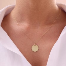Zeyd Jewelry Yuvarlak Plaka 14 Ayar Altın Kolye