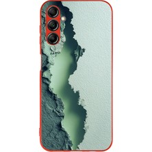 Le Balvo Samsung Galaxy A14 Uyumlu Koyu Yeşil Izler Baskılı Silikon Kılıf