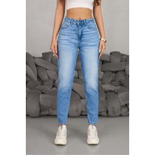 Bikelife Kadın Esnek/likralıyüksek Bel Mom Jeans