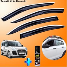 Caraks Fiat Doblo 2 Mügen Cam Rüzgarlığı Abs Nikelaj Krom Cam Rüzgarlığı 2010-2021+EBRAYN Lastik Parlatıcı