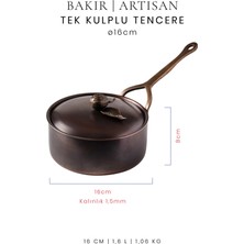 Voeux Artisan Koleksiyonu Bakır Tek Kulplu Tencere 16 cm