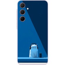 Le Balvo Samsung Galaxy A35 Uyumlu Kulaklı Kedi Baskılı Silikon Kılıf