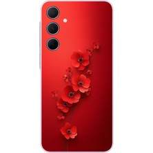 Le Balvo Samsung Galaxy A35 Uyumlu Kırmızı Kardelenler Baskılı Silikon Kılıf