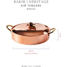 Voeux Héritage Koleksiyonu Bakır Sığ Tencere 34 cm