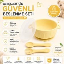 Jojobebek Kapaklı Vakumlu Silikon Mama Kasesi, Kaymaz Mama Kasesi Altı Vakumlu Mama Kasesi, Silikon Kaşık