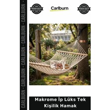 Carlburn #hamak Ahşap Çıtalı Sağlam 150 kg Taşıma Kapasiteli Bahçe Makrome Ip Lüks Tek Şilik Hamak
