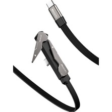 Yesido CA207 60W Type-C To Type-C Telefon Standlı Örgülü Hızlı Şarj ve Data Kablosu - Siyah