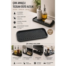 Black Gold Çok Amaçlı Tezgah Üstü Mat 27X11 cm Yağdanlık Sabunluk Altlığı Kepçe Kaşık Standı Mutfak Banyo Organizer