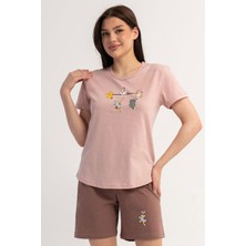 Vienetta Pamuklu Kadın Kısa Kol Şortlu Pijama Takım, 601091