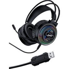 Yesido EK06 Kafa Üstü Kablolu Oyuncu Kulaklığı Mikrofonlu Işıklı Rainbow Rgb Stereo Profesyonel Gaming
