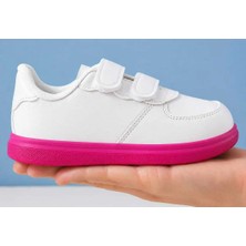 ALCdesing Beyaz Pembe Renkli Düz Kız Çocuk Spor Aaykkabı ve Sneakers