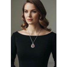 Vintage Takı Minimal Kırmızı Taşlı Damla Zarif Vintage Osmanlı & Selçuklu Tarzı Kolye