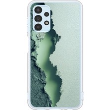 Le Balvo Samsung Galaxy A13 Uyumlu Koyu Yeşil Izler Baskılı Silikon Kılıf