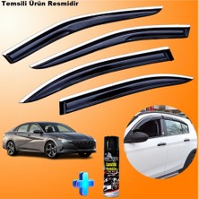 Caraks Elantra Mügen Cam Rüzgarlığı Abs Nikelaj Krom Cam Rüzgarlığı 2021 Sonrası + Ebrayn Lastik Parlatıcı