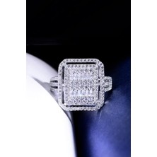 Innuendo Jewelry 925 Ayar Gümüş Çok Taşlı Kare Form Kadın Yüzük