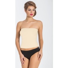 Miss Fit Kadın Straplez Uzun Büstiyer Ten Renk %90 Polyamid %10 Elastan Özellikli