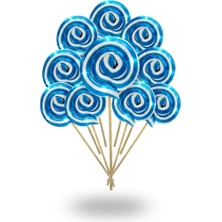 Honey Candy Balcı Şekerleme Küçük Boy 10 Adet Mavi Sosyete Şeker 12 gr Lolipop Çubuklu Çocuk Doğum Günü Party