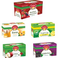 Doğuş Yaz Çayları Serisi 20 Poşet Ferahlatıcı Lezzet Elma, Böğürtlen, Form Kayısılı, Yeşil Çay Limonlu, Kırmızı Meyveler