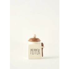 Bella Maison Pepper Seramik Kavanoz Krem (330 Ml)