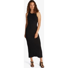 Tommy Hilfiger Slim 5x2 Rib Midi Kadın Siyah Elbise