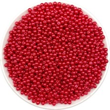 Hedef Bijuteri 50 gr 4 mm Kırmızı Cam İnci Boncuk Renkli Plastik Takı Yapım Malzemesi