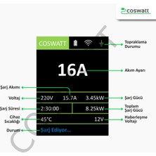Cks Enerji Taşınabilir Elektrikli Araç Şarj Cihazı 16A 3,5kW Monofaze Schuko Fiş 5m Çoklu Araç Uyumu